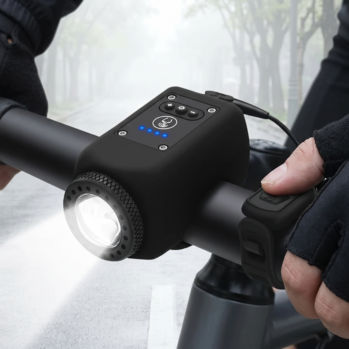 Electric Bike Horn and Front Light