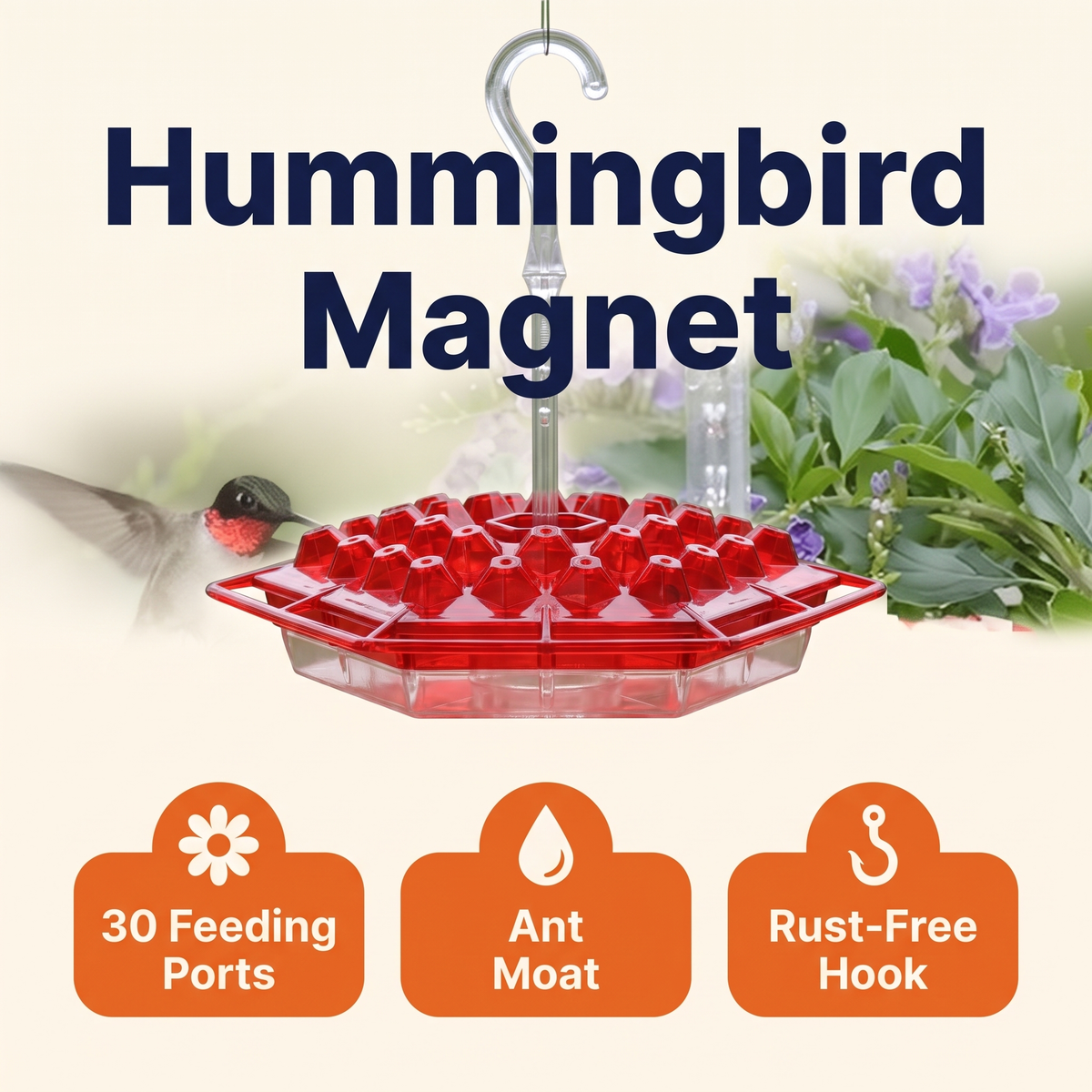 Hummingbird Feeder With Built-In Ant Moat