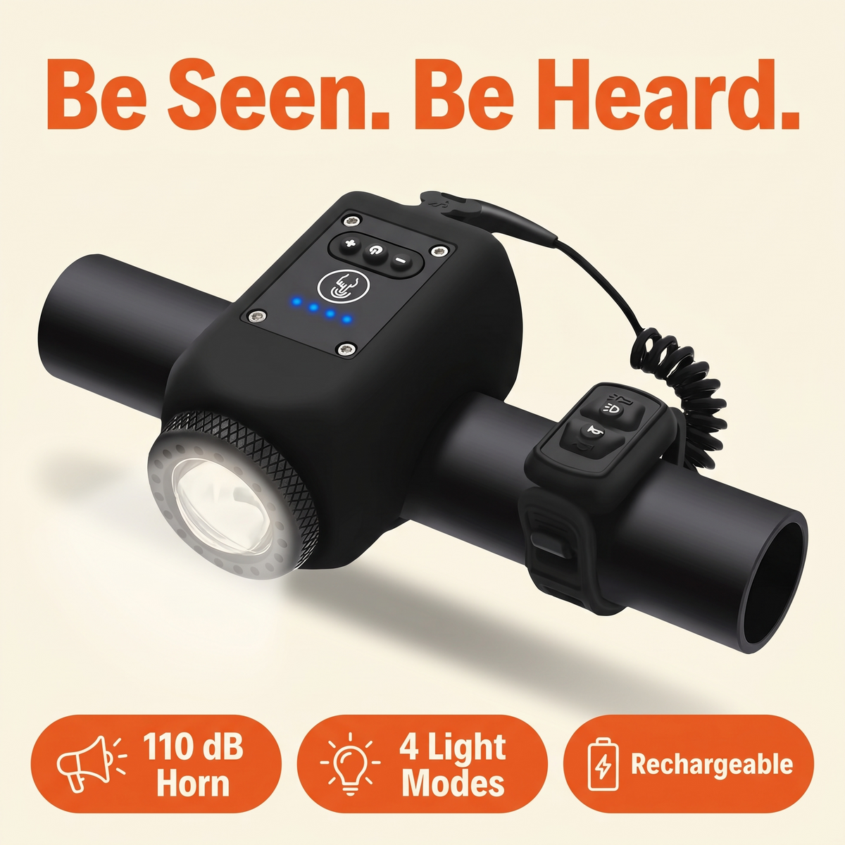 Electric Bike Horn and Front Light