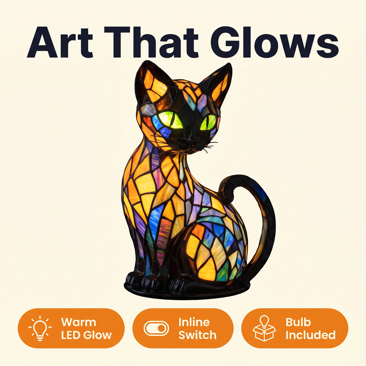Stained Glass Cat Table Lamp