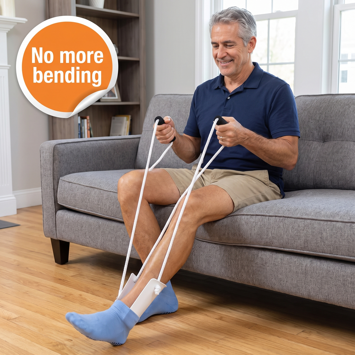 No Bend Sock Wearing Device for Elderly and Handicapped