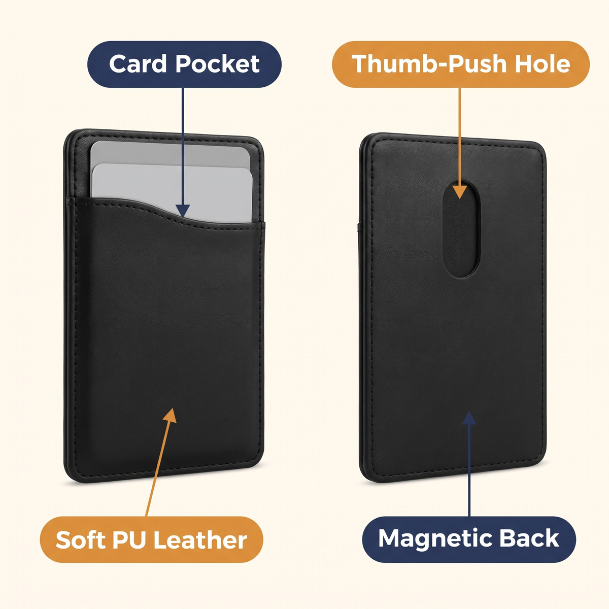 Magnetic Leather Card Holder Wallet for iPhone
