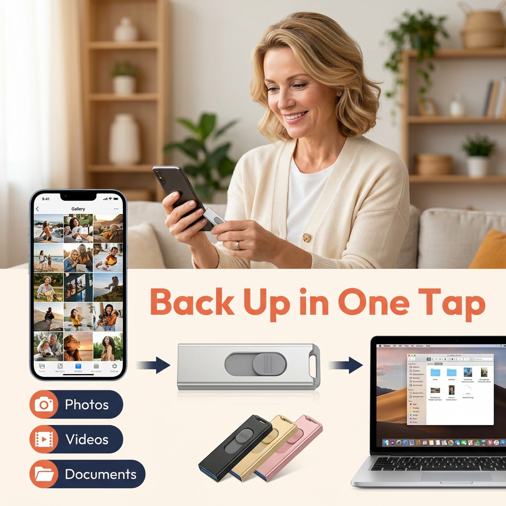 4-in-1 Phone Flash Drive 32GB – Lightning, USB-C, Micro USB & USB-A (CLAUDE VERSION 2)