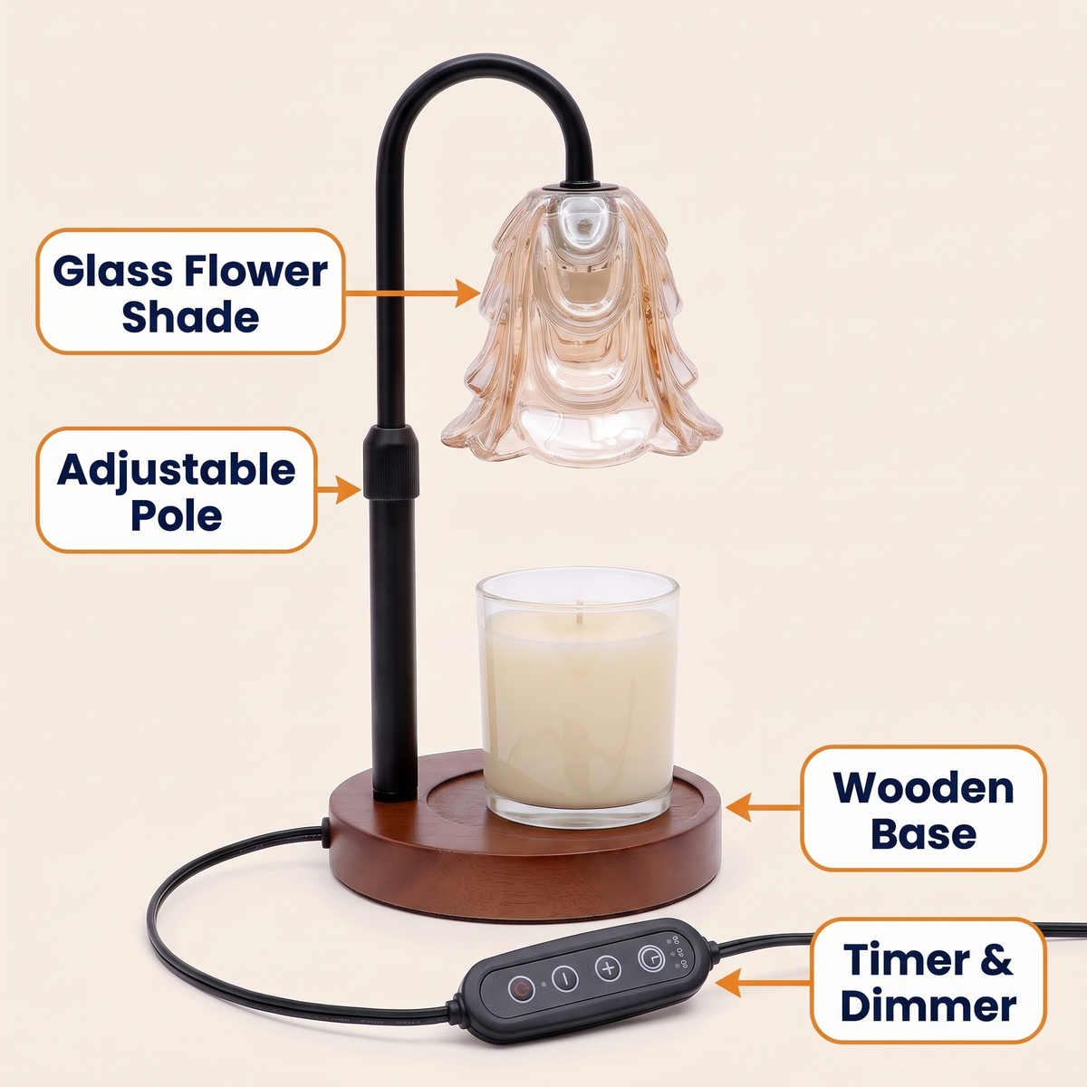 Flower Dimmable Candle Warmer Lamp