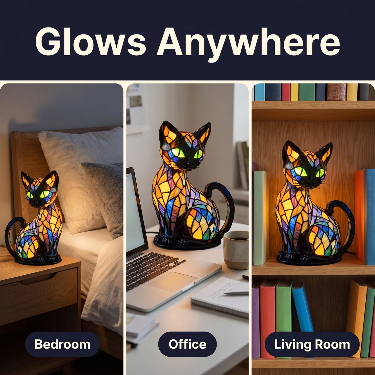 Stained Glass Cat Table Lamp
