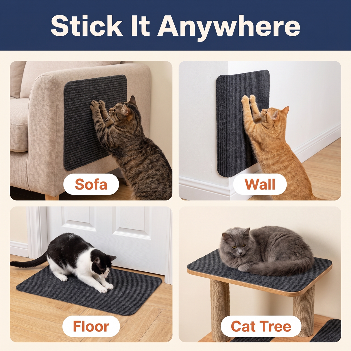 Adhesive Wall Mounted Cat Scratch Pad