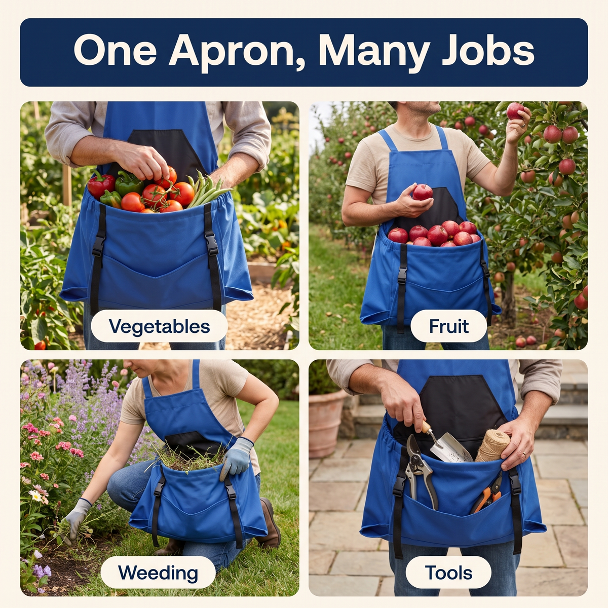 Durable Harvesting Apron With Drop-Release Pouch