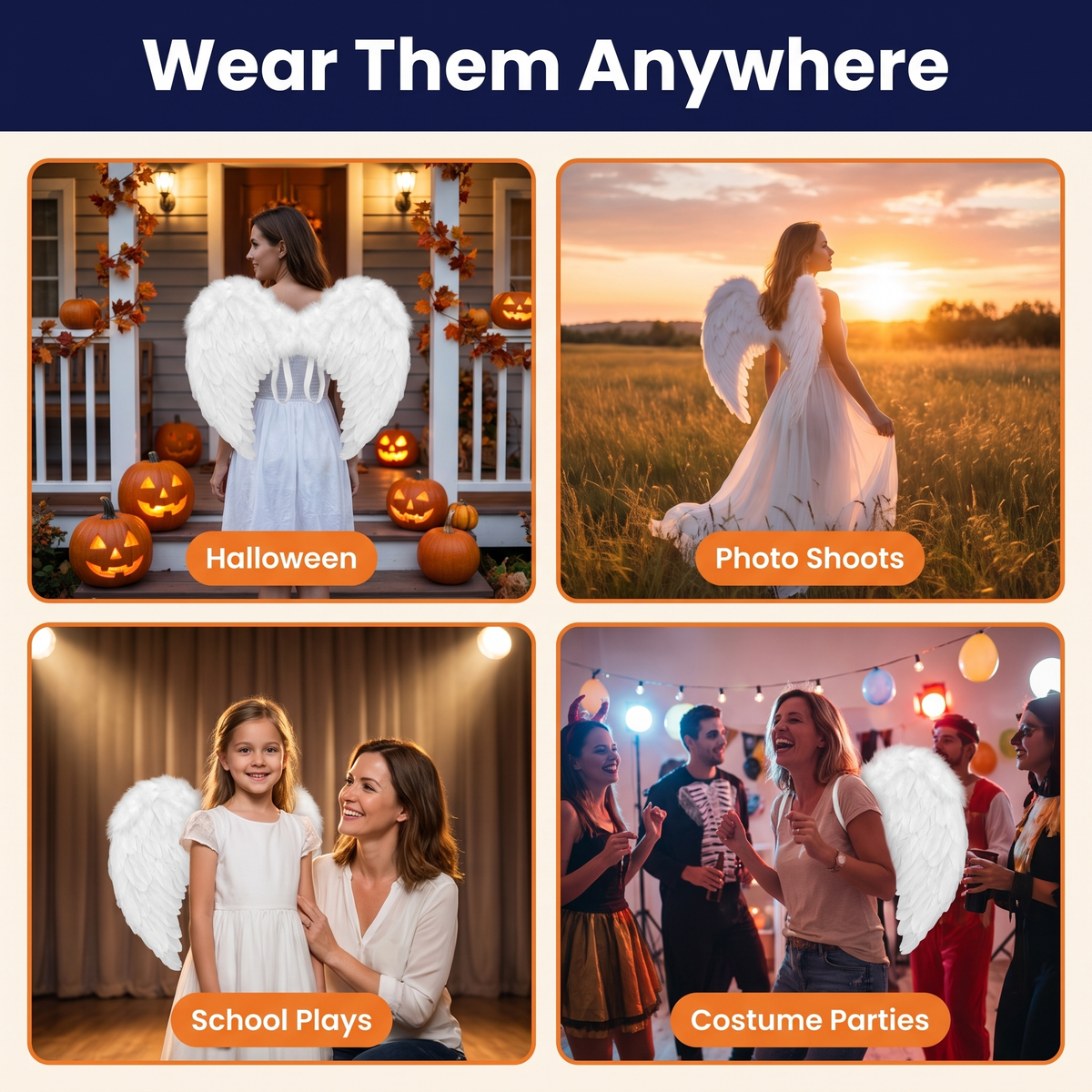 Feathered Angel Wings Costume