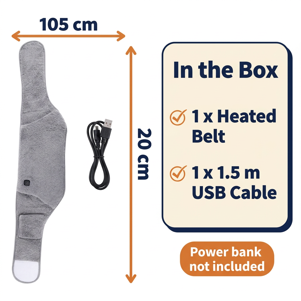 USB Heated Waist Wrap – 3 Heat Levels, Hand & Belly Warmer
