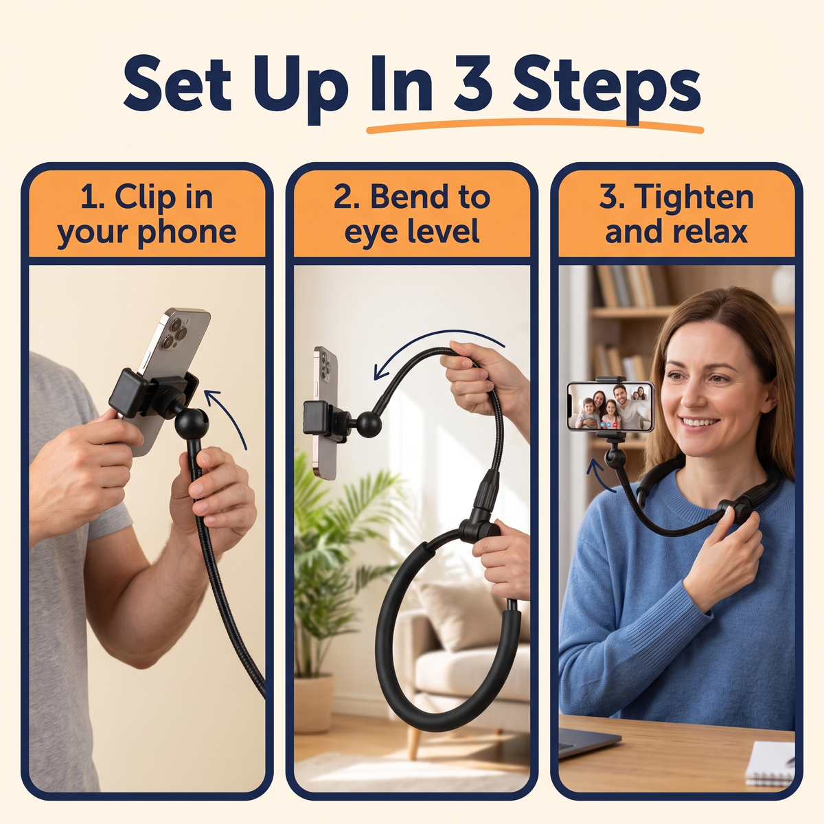 Adjustable Cell Phone Holder For Desk Bed And Mattress