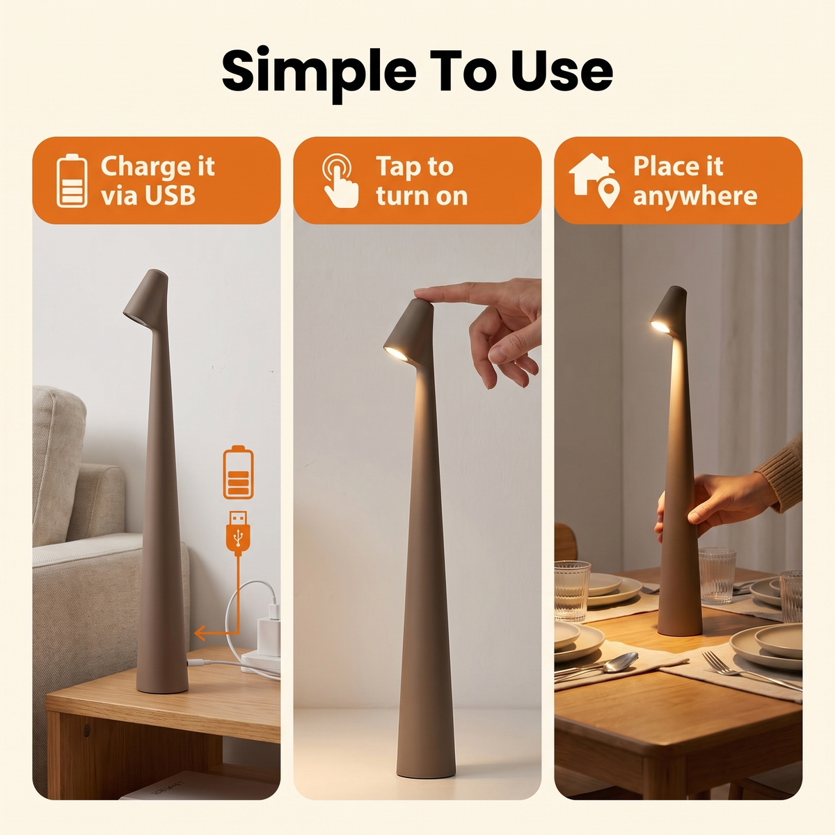 Nordic minimalistic design mood lamp | Wireless | LED | Reading lamp | Dinner lamp