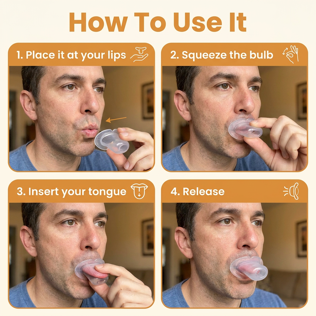 Tongue Stabilizing Device – Soft Silicone Anti-Snoring Tongue Retainer, One Size, No Molding Needed