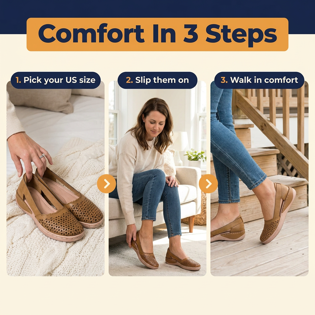 Women's Wide Toe Box Flats for Bunions – Breathable Perforated Slip-On Loafers with Non-Slip Sole