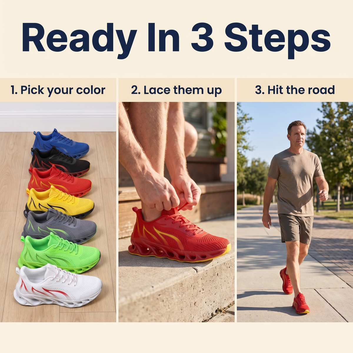 Men's Orthopedic Running Shoes – Arch Support Walking Sneakers with Cushioned Non-Slip Sole, 7 Colors