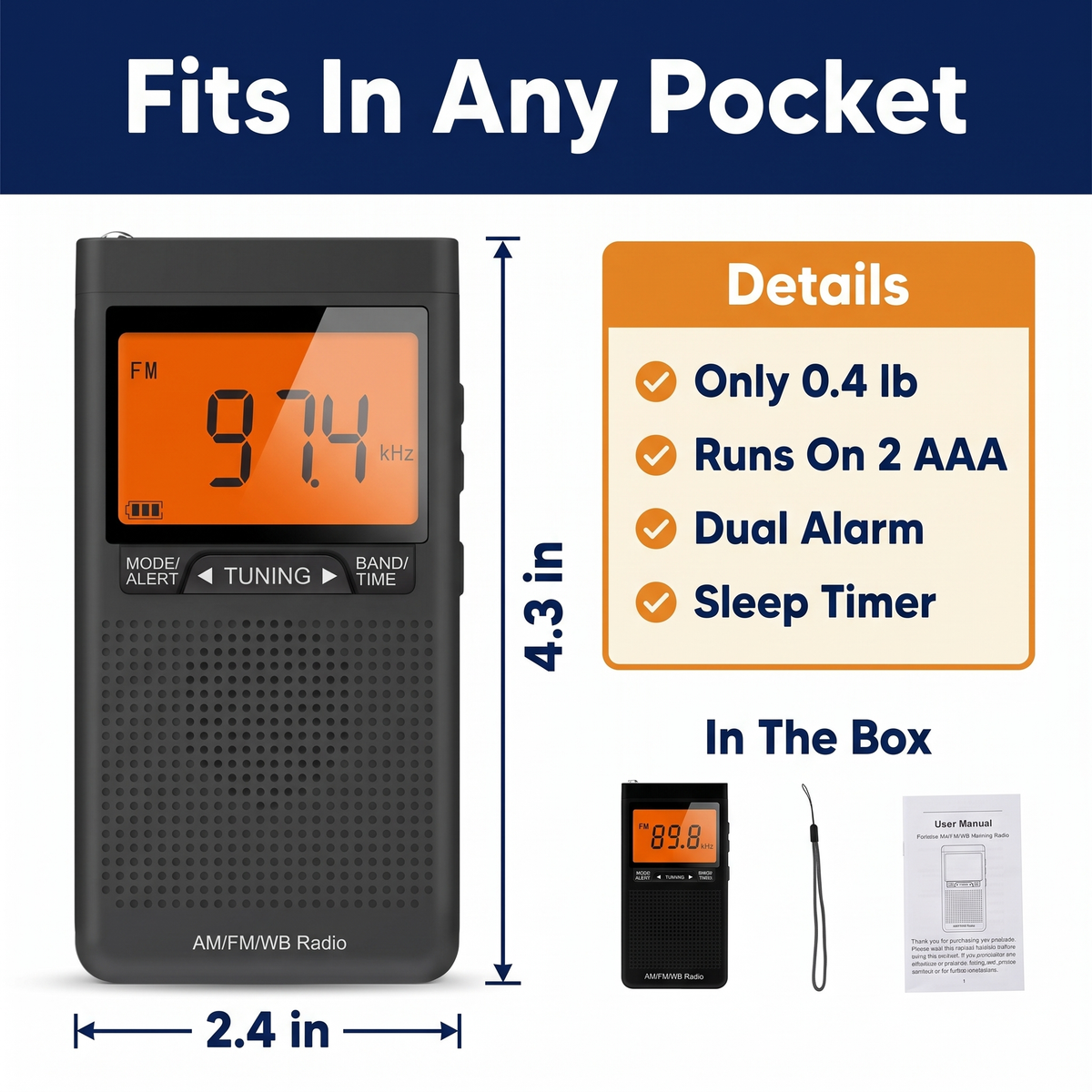 Portable Pocket AM/FM Radio