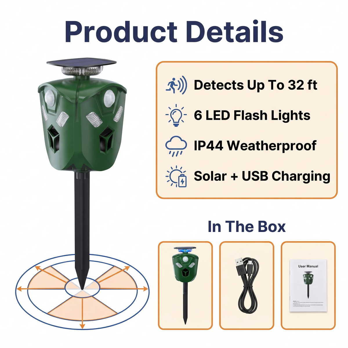 360° Solar Ultrasonic Animal Repeller