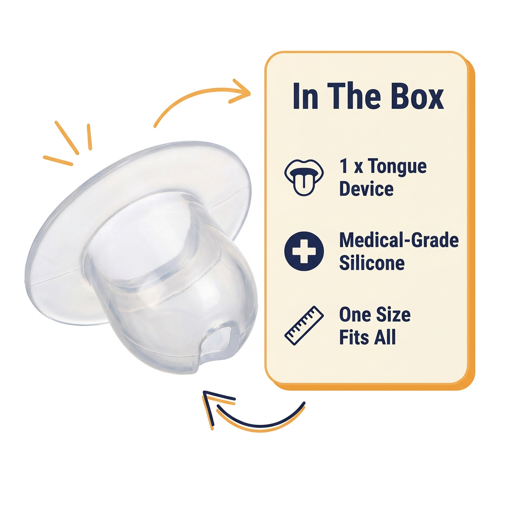 Tongue Stabilizing Device – Soft Silicone Anti-Snoring Tongue Retainer, One Size, No Molding Needed