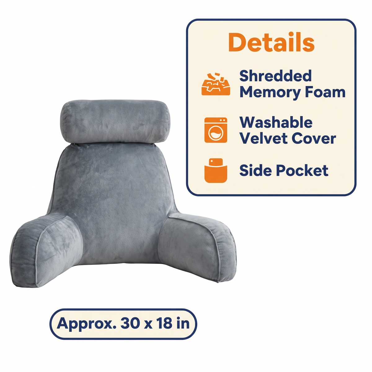 Reading Bed Pillow with Arms