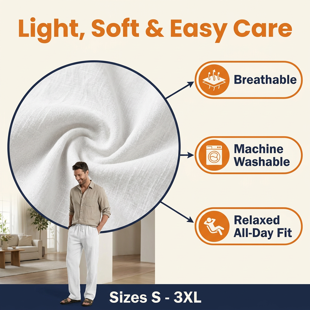 Men's Relaxed Linen Trousers – Breathable Summer Pants (CLAUDE VERSION 3)