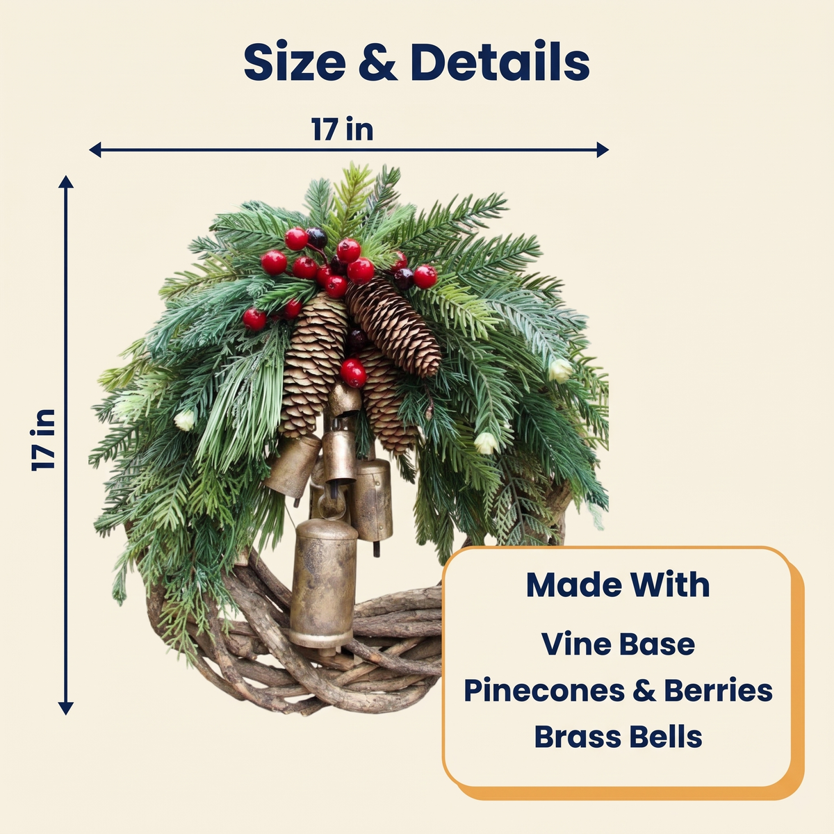 Farmhouse Christmas Wreath, Boho Wreath, Holiday Wreath