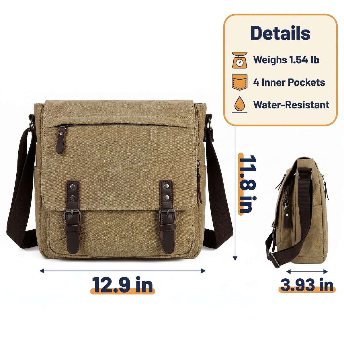 Mens Canvas Satchel Messenger Sling Bag