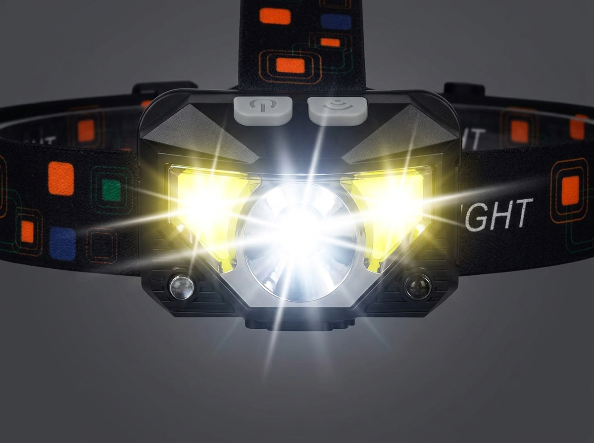 Rechargeable headlamp close-up