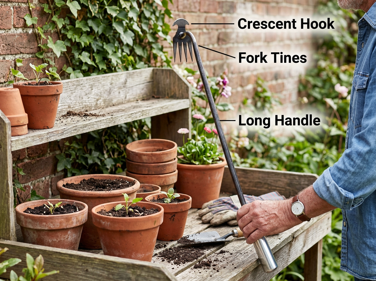 Crescent Weeder Tool with Long Handle