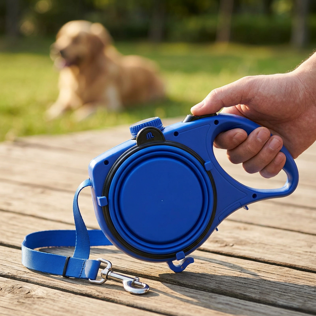 4-in-1 Multifunctional Dog Leash with Water Bottle & Bowl