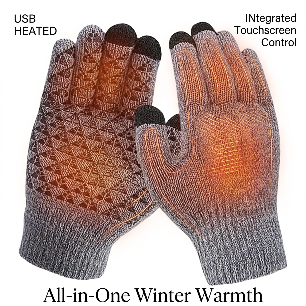 USB Touchscreen Heated Gloves for Winter