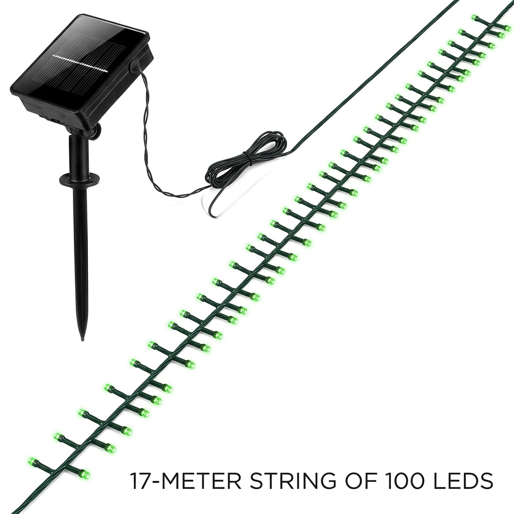 17-Meter String of 100 Led Solar-Powered Fairy Lights