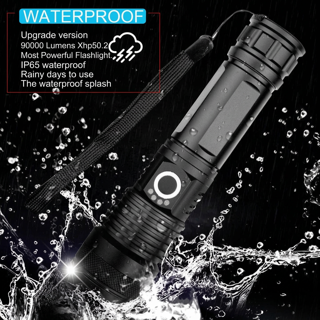 90000 Lumens Xhp50.2 Most Powerful Flashlight
