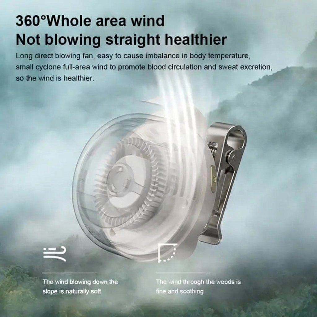 Portable Waist Fan Clip with Bladeless Handheld Design
