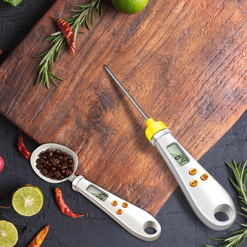 2-in-1 Digital Mini Spoon Scale & Food Thermometer