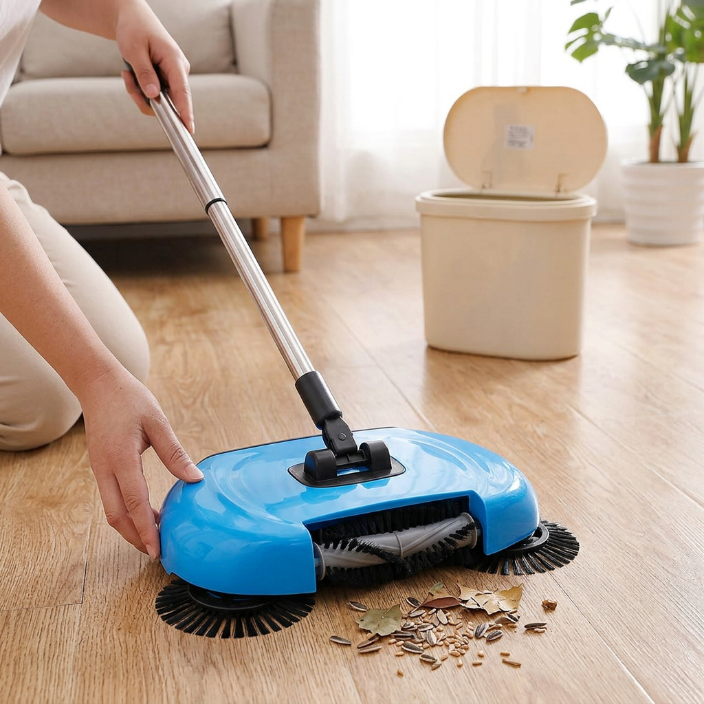 Manual 2-in-1 Broom with Rotating Brush