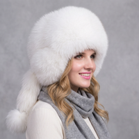100% Natural Fox Fur Hat Women Cap Thick Fur Cap Winter Warm Hat Female Fashion For Women Hat With Earmuffs Hat