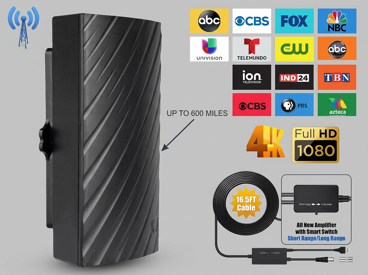 Long Range Indoor HDTV 4K Digital Antenna 600 Miles