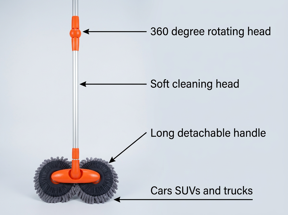 Car Wash Brush with Rotating Head