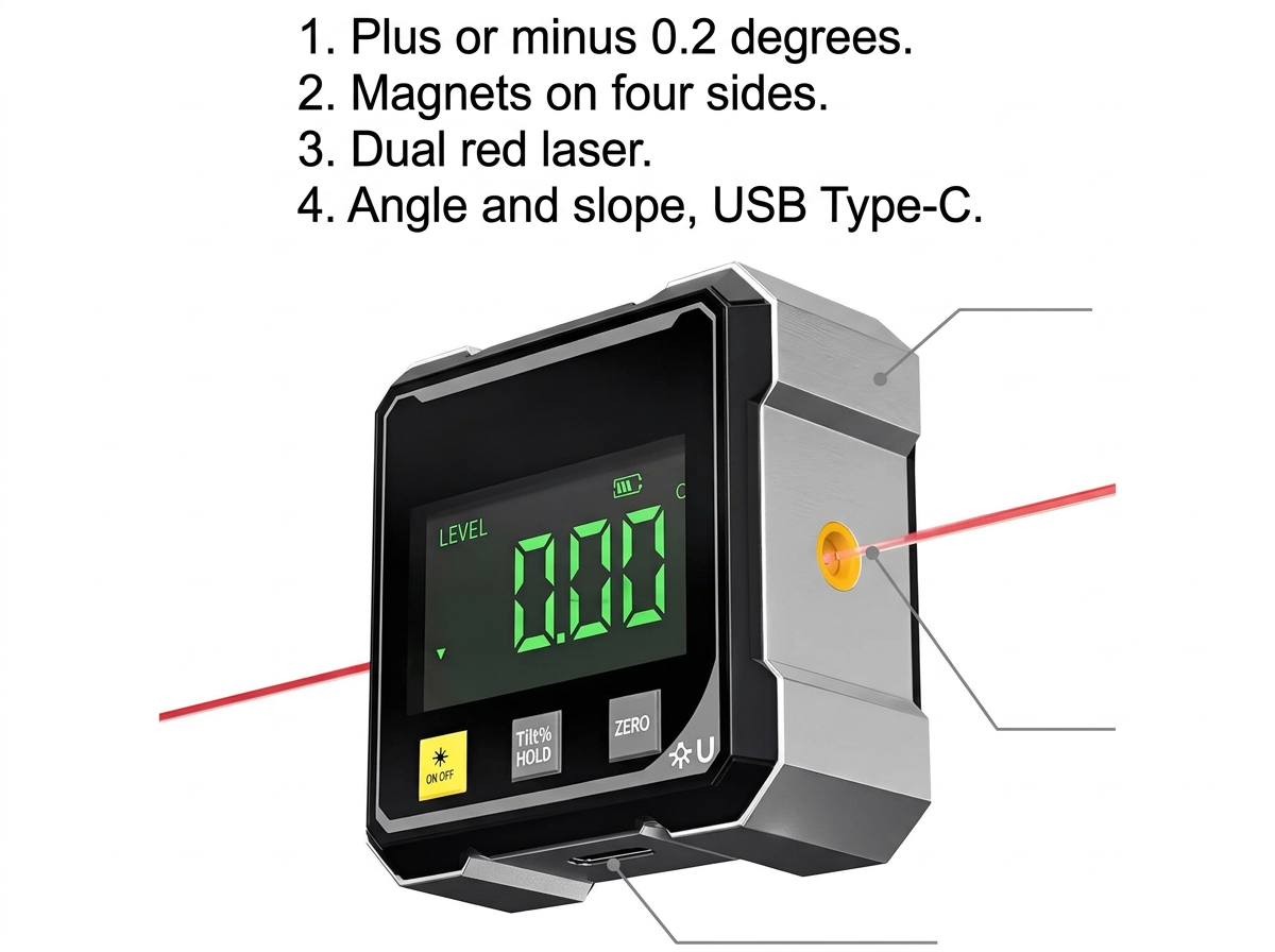 Digital Angle Gauge with Laser