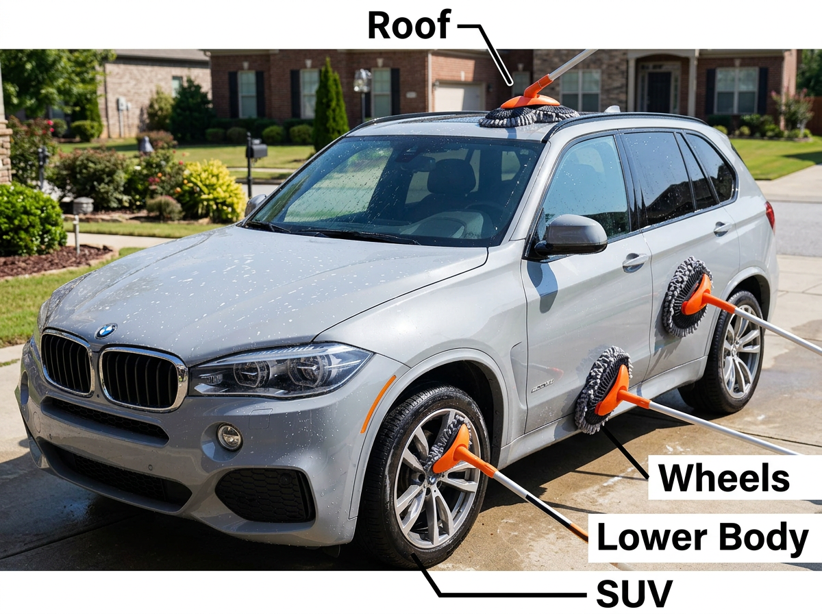 Car Wash Brush with Rotating Head
