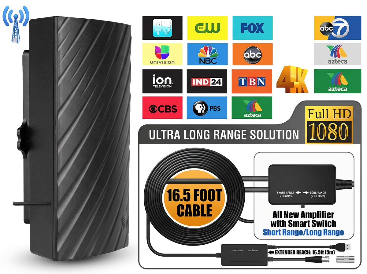 Long Range Indoor HDTV 4K Digital Antenna 600 Miles