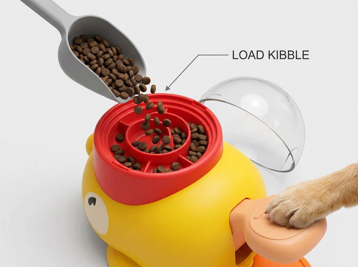 Interactive Cartoon Duck Dog Puzzle Feeder
