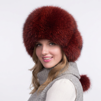 100% Natural Fox Fur Hat Women Cap Thick Fur Cap Winter Warm Hat Female Fashion For Women Hat With Earmuffs Hat