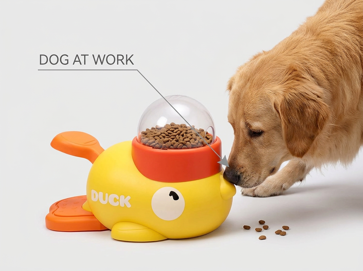 Interactive Cartoon Duck Dog Puzzle Feeder