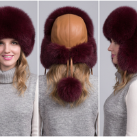 100% Natural Fox Fur Hat Women Cap Thick Fur Cap Winter Warm Hat Female Fashion For Women Hat With Earmuffs Hat