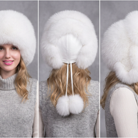 100% Natural Fox Fur Hat Women Cap Thick Fur Cap Winter Warm Hat Female Fashion For Women Hat With Earmuffs Hat