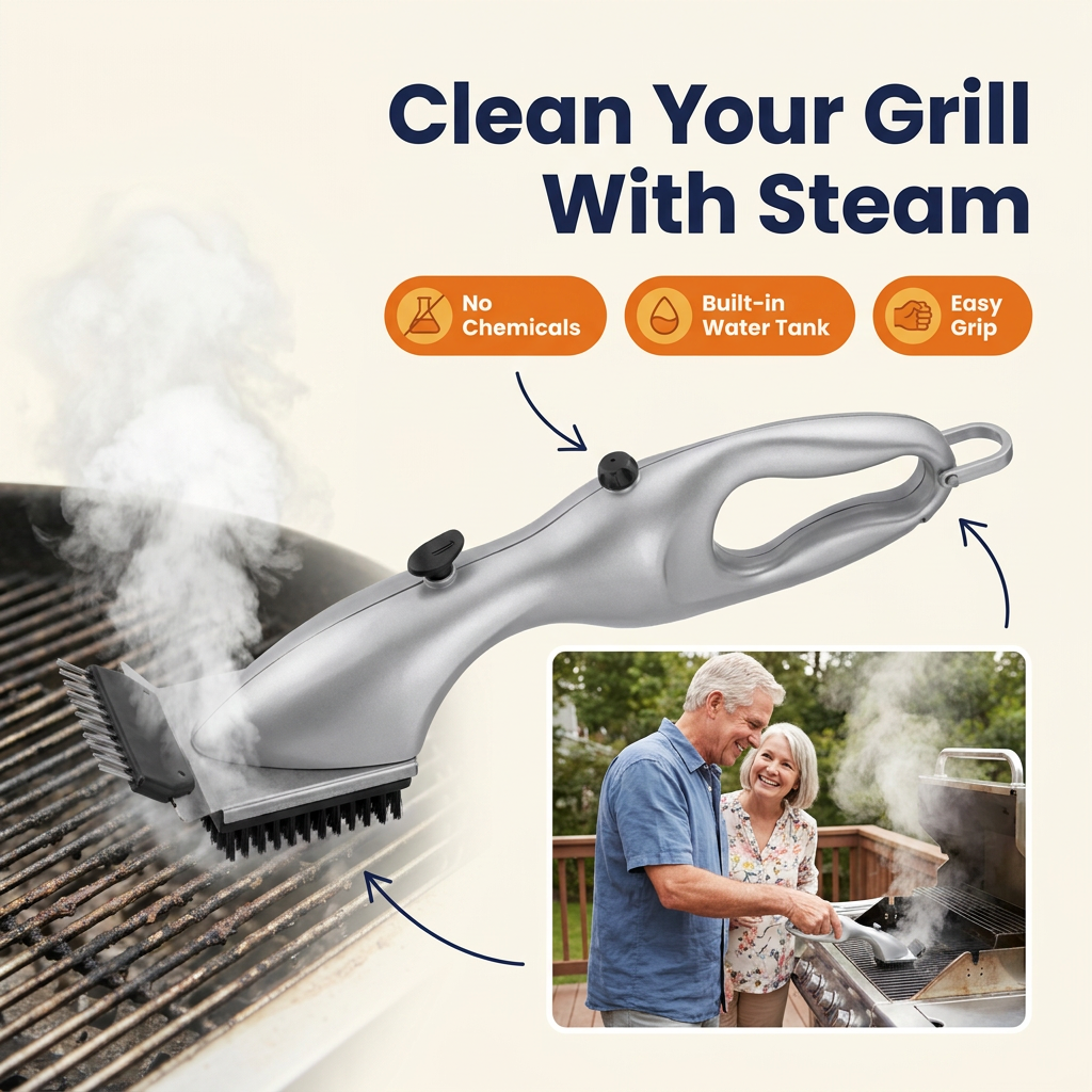 Steam Grill Brush – Stainless Steel BBQ Cleaner with Water Tank