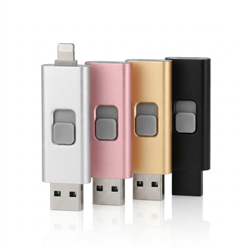 4-in-1 Phone Flash Drive 32GB – Lightning, USB-C, Micro USB & USB-A (CLAUDE VERSION 3)