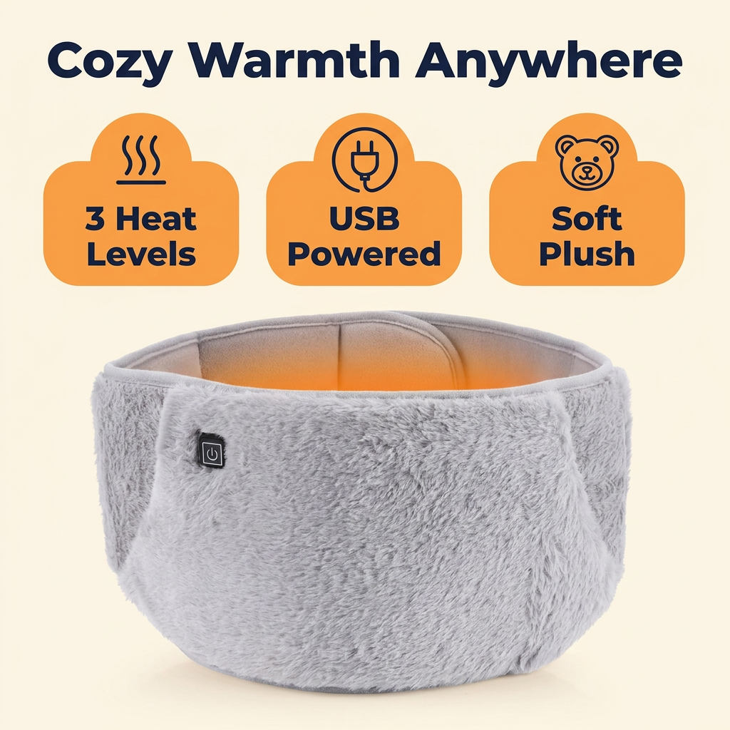 USB Heated Waist Wrap – 3 Heat Levels, Hand & Belly Warmer (CLAUDE VERSION 4)