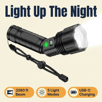 Rechargeable LED Tactical Flashlight – Zoomable High-Power Torch, 3280 ft Beam, 5 Modes, USB-C Power Bank, IPX5 Waterproof
