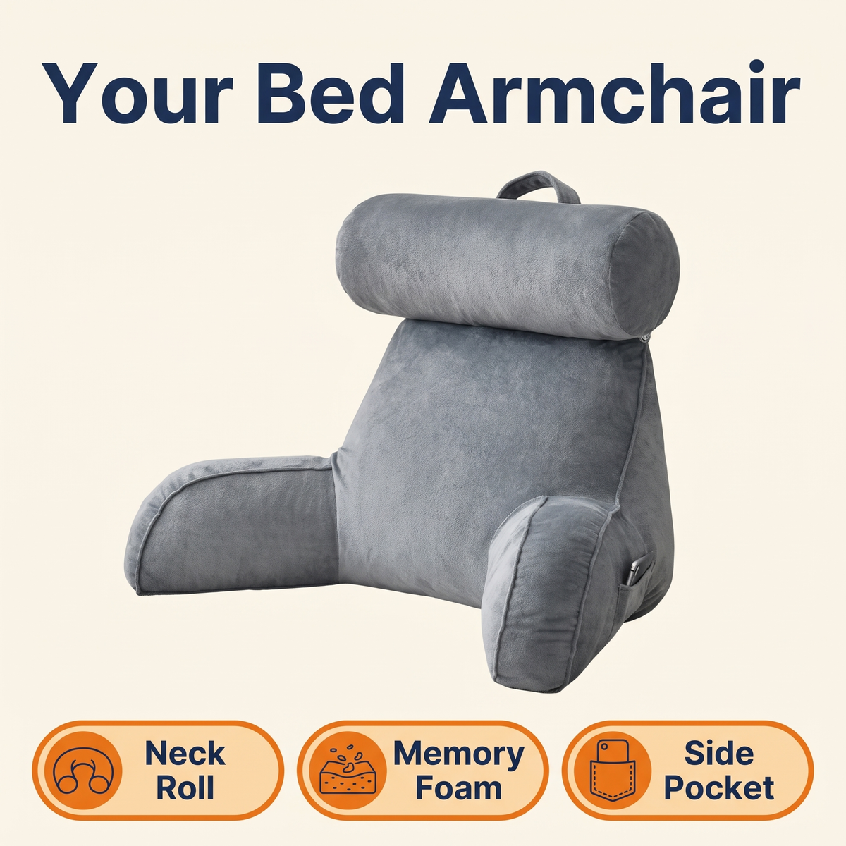 Reading Bed Pillow with Arms